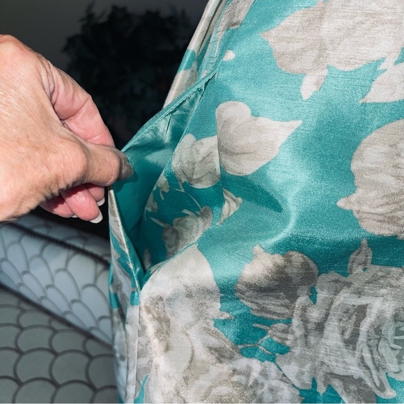 Jessica Howard Turquoise White Taupe Belted Fit And Flare Swing Dress - Picture 8 of 16